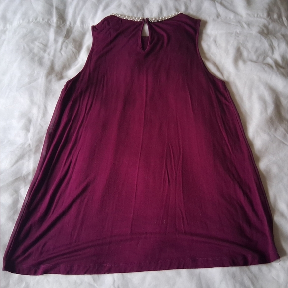 Design History Jewel-Trim Sleeveless Top in Wine - Picture 8 of 9